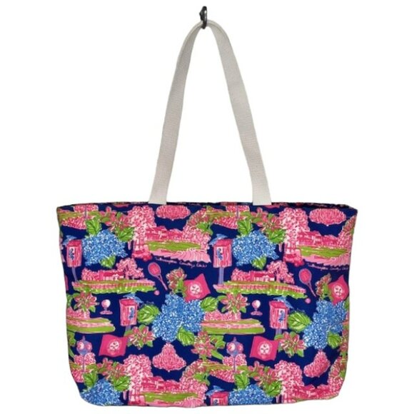 Kaeli Smith Canvas Tote Bag - Wilmington Country Club - Blue/Pink - 22x15” - Picture 2 of 10